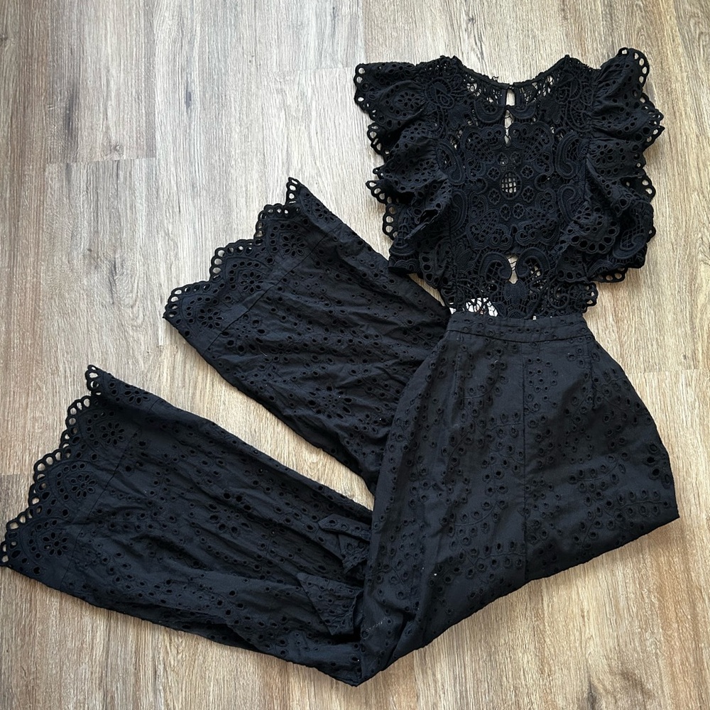 Black Eyelet Lace Jumpsuit